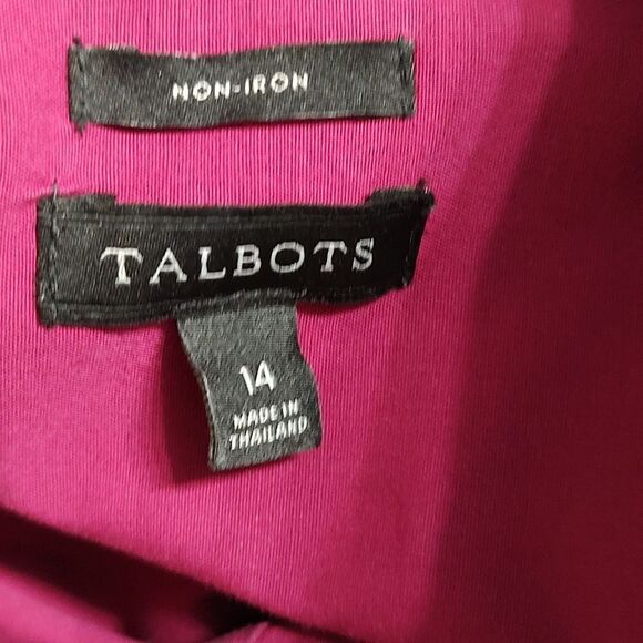 Talbots Non Iron button down magenta casual business casual blouse  Sz 14 - Picture 5 of 5